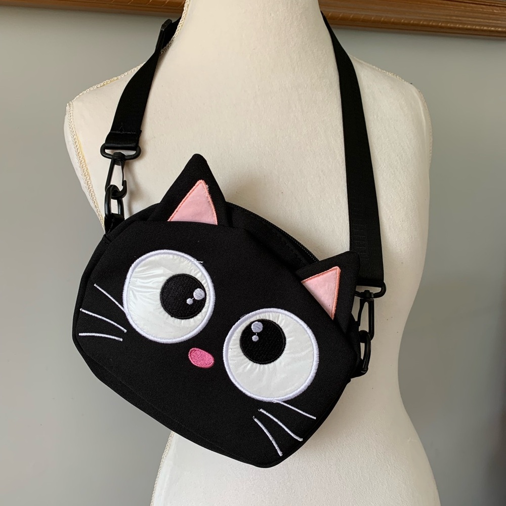 Adorable Girlhoodcore Black Cat Crossbody Bag